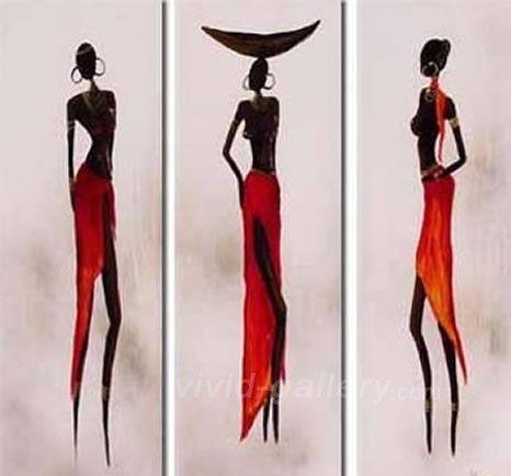 African Woman Painting, Canvas Painting, Abstract Art, Abstract Painting, Acrylic Art, 3 Piece Wall Art-artworkcanvas
