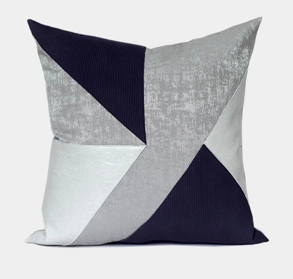 Decorative Modern Pillows for Couch, Blue Grey Modern Sofa Pillows Covers, Modern Sofa Cushion, Decorative Pillows for Living Room-artworkcanvas