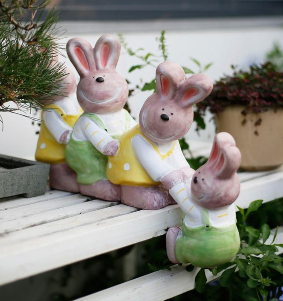 Lovely Rabbits Statues, Cute Rabbits in the Garden, Animal Resin Statue for Garden Ornament, Outdoor Decoration Ideas, Garden Ideas-artworkcanvas