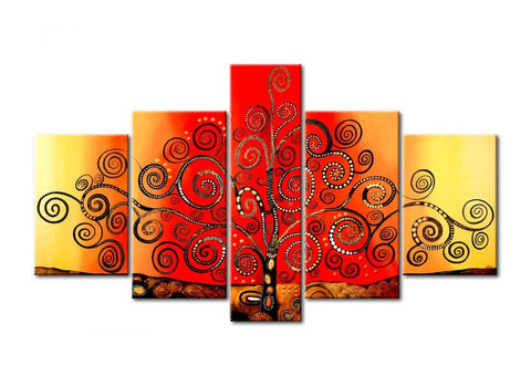 Acrylic Modern Paintings, Tree of Life Painting, 5 Piece Wall Art, Paintings for Living Room, Tree Painting-artworkcanvas