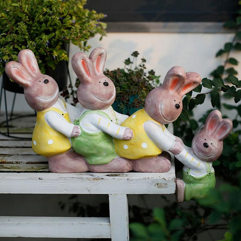 Lovely Rabbits Statues, Cute Rabbits in the Garden, Animal Resin Statue for Garden Ornament, Outdoor Decoration Ideas, Garden Ideas-artworkcanvas