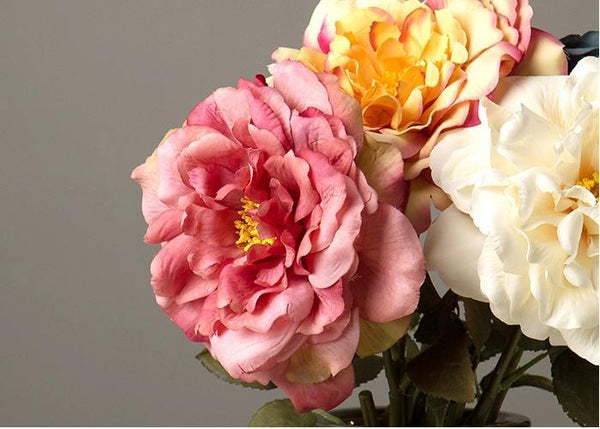 Rose Flower Arrangement, Silk Flower Centerpiece, Artificial Flower Decor, Wedding Decor, Faux Flower-artworkcanvas