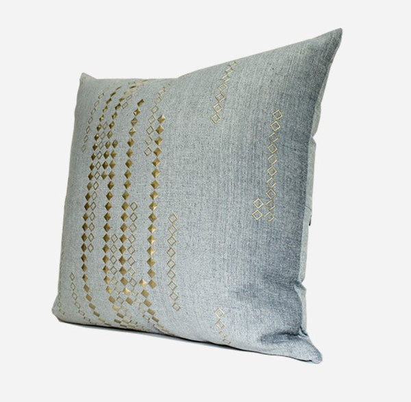 Grey Blue Decorative Throw Pillow for Couch, Large Square Pillows, Modern Sofa Pillows, Simple Modern Throw Pillows for Couch-artworkcanvas