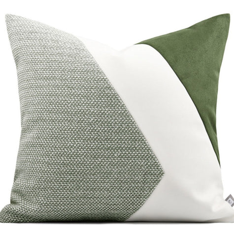 Green White Modern Pillows for Couch, Abstract Decorative Throw Pillows for Living Room, Large Modern Sofa Cushion, Decorative Pillow Covers-artworkcanvas