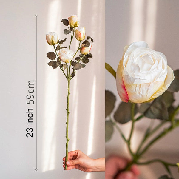 Creative Flower Arrangement Ideas for Home Decoration, Wedding Flowers, White Rose Flowers, Artificial Rose Floral for Dining Room Table, Bedroom Flower Arrangement Ideas, Botany Plants-artworkcanvas