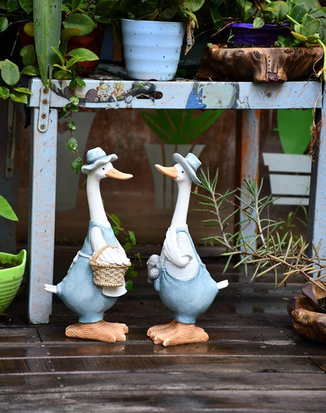 Duck Couple Statue for Garden, Animal Statue for Garden Courtyard Ornament, Villa Outdoor Decor Gardening Ideas-artworkcanvas