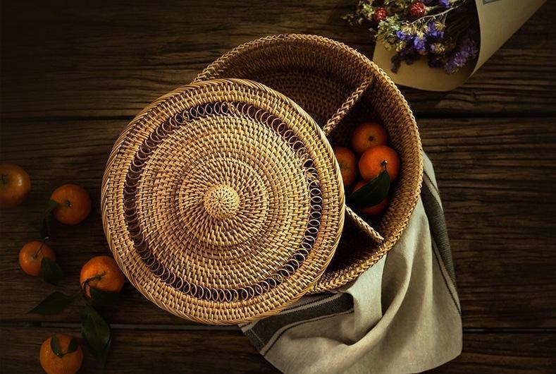 Indonesia Woven Storage Basket, Small Food and Snacks Basket, Kitchen Storage Basket, Storage Basket for Dining Room-artworkcanvas