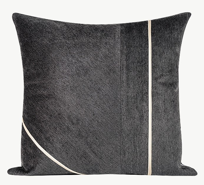 Contemporary Throw Pillow for Living Room, Modern Square Pillows, Abstract Black Throw Pillows for Couch, Simple Modern Sofa Throw Pillows-artworkcanvas