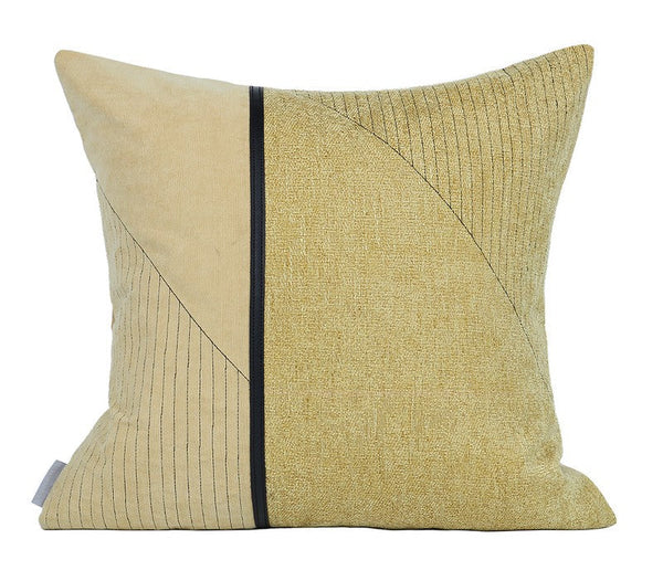 Modern Simple Throw Pillows, Large Yellow Square Pillows, Modern Throw Pillows for Couch, Decorative Modern Sofa Pillows for Bedroom-artworkcanvas