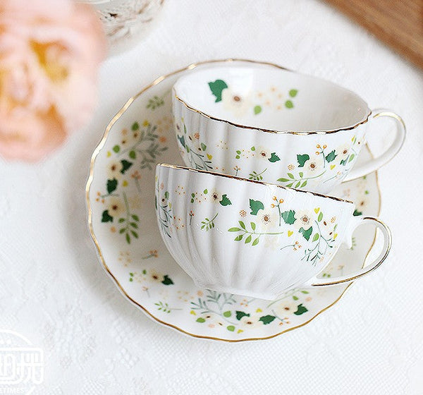 Unique Ceramic Coffee Cups, Creative Bone China Porcelain Tea Cup Set, Traditional English Tea Cups and Saucers, Afternoon British Tea Cups-artworkcanvas