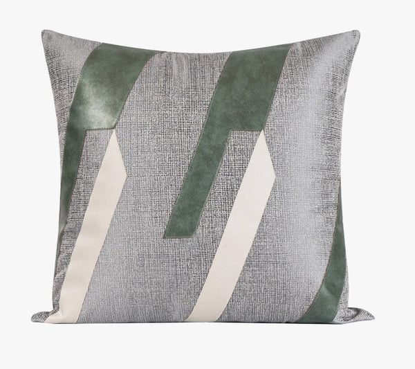 Grey Green Abstract Contemporary Throw Pillow for Living Room, Decorative Throw Pillows for Couch, Large Modern Sofa Throw Pillows-artworkcanvas