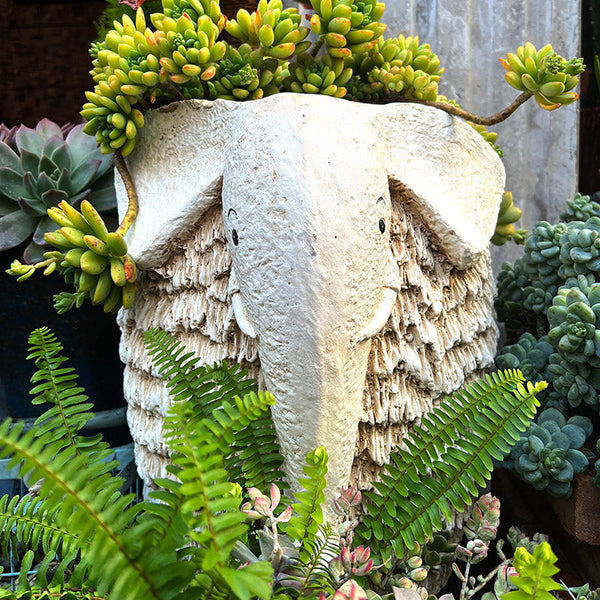 Large Elephant Flowerpot, Resin Statue for Garden, Modern Animal Statue for Garden Ornaments, Villa Outdoor Decor Gardening Ideas-artworkcanvas