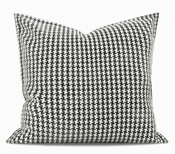 Chequer Modern Sofa Pillows, Large Black and White Decorative Throw Pillows, Contemporary Square Modern Throw Pillows for Couch, Abstract Throw Pillow for Interior Design-artworkcanvas