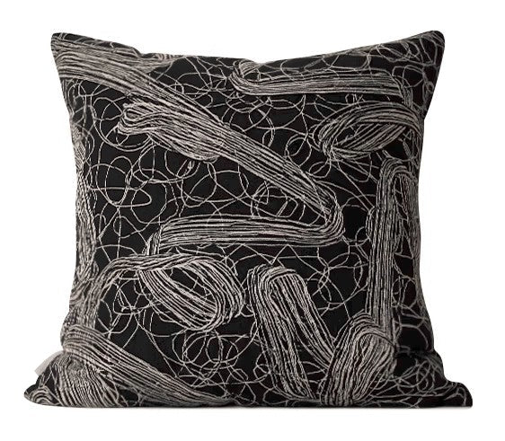 Decorative Pillow for Interior Design, Black Modern Throw Pillows, Simple Modern Throw Pillow for Couch, Modern Sofa Pillow Covers-artworkcanvas