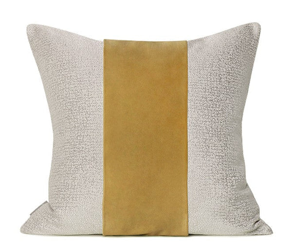 Modern Simple Throw Pillows, Large Yellow Beige Square Pillows, Modern Throw Pillows for Couch, Decorative Modern Sofa Pillows for Dining Room-artworkcanvas