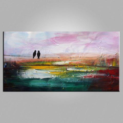 Contemporary Wall Art, Modern Art, Abstract Art, Love Birds Painting, Art for Sale, Abstract Art Painting, Living Room Wall Art, Canvas Art-artworkcanvas