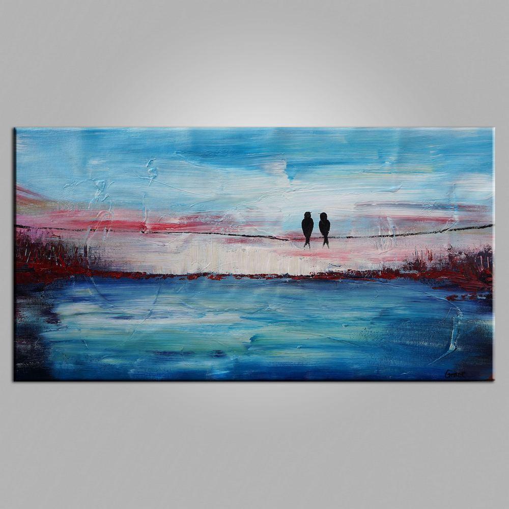 Abstract Art, Contemporary Wall Art, Buy Modern Art, Love Birds Painting, Art for Sale, Abstract Art Painting, Living Room Wall Art-artworkcanvas