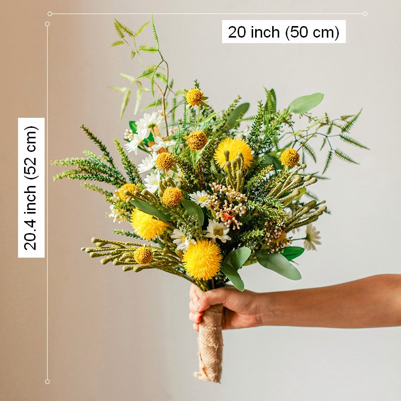 Beautiful Modern Artificial Flowers for Dining Room Table, Dandelion, Wheat Branch, Eucalyptus Globulus, Unique Flower Arrangement for Home Decoration-artworkcanvas