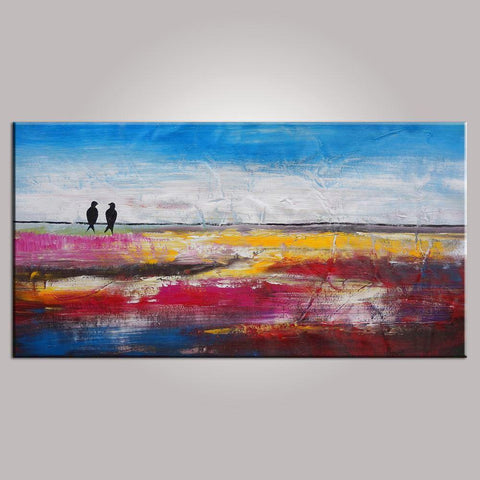 Love Birds Painting, Contemporary Wall Art, Abstract Art, Modern Art, Painting for Sale, Abstract Art Painting, Bedroom Wall Art, Canvas Art-artworkcanvas