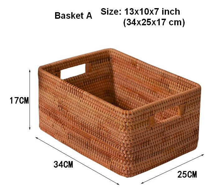 Rattan Storage Baskets, Storage Basket for Shelves, Rectangular Storage Basket for Toys, Storage Baskets for Kitchen, Storage Baskets for Bedroom-artworkcanvas