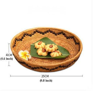 Indonesia Hand Woven Storage Basket, Natural Fiber Decorative Baskets, Small Rustic Food Basket-artworkcanvas