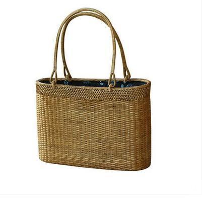 Indonesia Handmade Rattan Handbag, Woven Rattan Handbag, Natural Fiber Handbag, Small Rustic Handbag for Outdoor-artworkcanvas