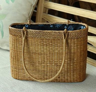 Indonesia Handmade Rattan Handbag, Woven Rattan Handbag, Natural Fiber Handbag, Small Rustic Handbag for Outdoor-artworkcanvas