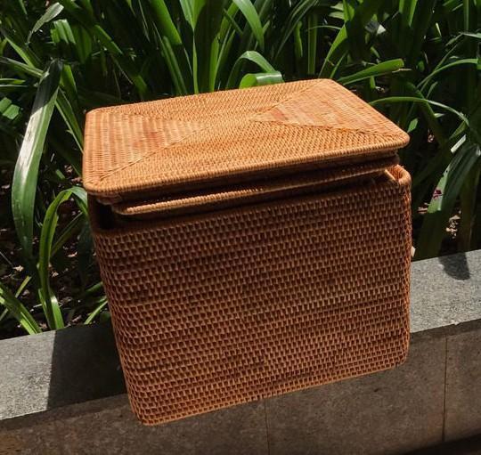 Large Woven Storage Baskets, Rectangular Storage Basket with Lid, Rattan Storage Baskets, Storage Baskets for Living Room, Storage Basket for Bedroom-artworkcanvas