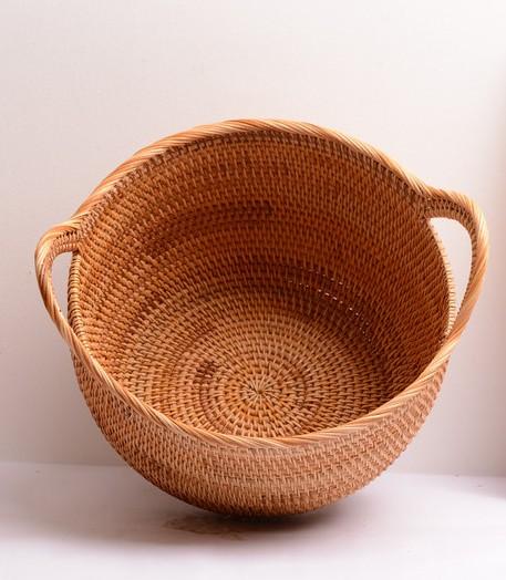 Woven Storage Basket, Kitchen Storage Basket, Large Rattan Basket, Kitchen Storage Ideas, Round Storage Basket-artworkcanvas