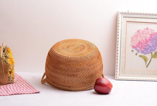 Woven Storage Basket, Kitchen Storage Basket, Large Rattan Basket, Kitchen Storage Ideas, Round Storage Basket-artworkcanvas