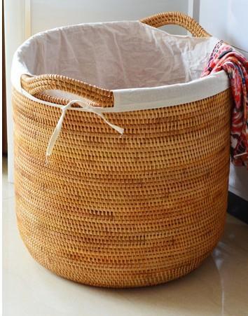 Extra Large Rattan Storage Baskets, Oversized Laundry Storage Baskets, Round Storage Baskets, Storage Baskets for Clothes, Storage Baskets for Bathroom-artworkcanvas