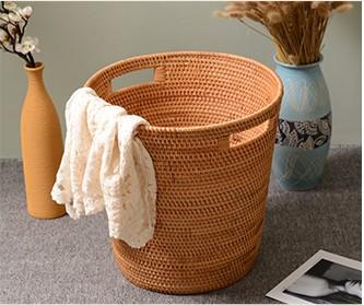 Storage Basket for Bathroom, Large Rattan Storage Basket, Laundry Round Storage Basket, Woven Storage Baskets-artworkcanvas