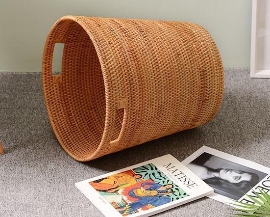 Storage Basket for Bathroom, Large Rattan Storage Basket, Laundry Round Storage Basket, Woven Storage Baskets-artworkcanvas