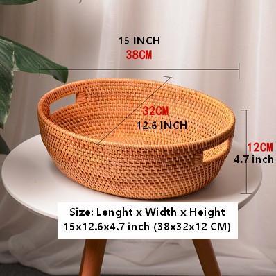 Large Rattan Storage Basket, Round Storage Basket for Pantry, Storage Baskets for Kitchen, Woven Storage Basket-artworkcanvas