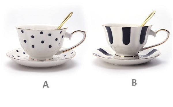 Elegant Ceramic Coffee Cups, Beautiful British Tea Cups, Unique Porcelain Cup and Saucer, Creative Bone China Porcelain Tea Cup Set-artworkcanvas