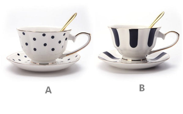 Elegant Ceramic Coffee Cups, Beautiful British Tea Cups, Unique Porcelain Cup and Saucer, Creative Bone China Porcelain Tea Cup Set-artworkcanvas