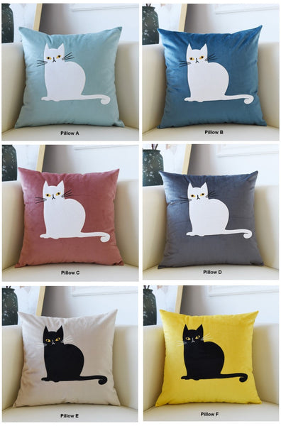 Modern Decorative Throw Pillows, Lovely Cat Pillow Covers for Kid's Room, Modern Sofa Decorative Pillows, Cat Decorative Throw Pillows for Couch-artworkcanvas
