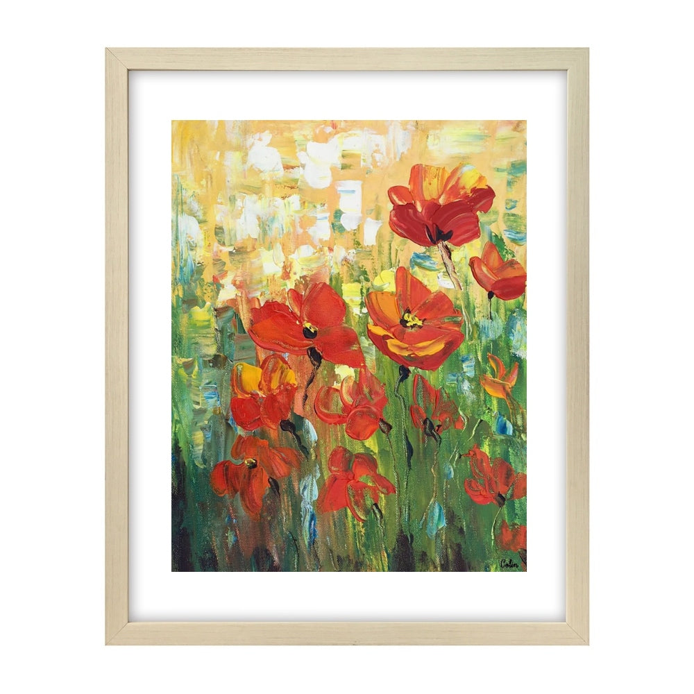 Red Poppy Field Painting, Small Painting, Heavy Texture Oil Painting, Abstract Painting-artworkcanvas