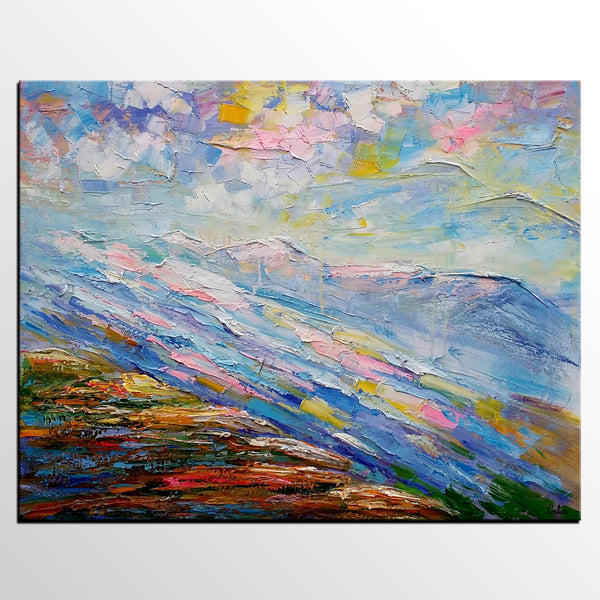 Mountain River Landscape Painting, Large Art, Canvas Art, Wall Art, Oil Painting, Canvas Painting, Abstract Art, Home Art 252-artworkcanvas