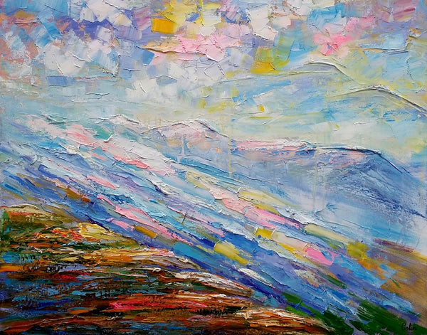 Mountain River Landscape Painting, Large Art, Canvas Art, Wall Art, Oil Painting, Canvas Painting, Abstract Art, Home Art 252-artworkcanvas