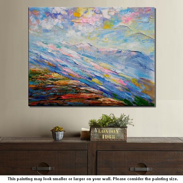 Mountain River Landscape Painting, Large Art, Canvas Art, Wall Art, Oil Painting, Canvas Painting, Abstract Art, Home Art 252-artworkcanvas