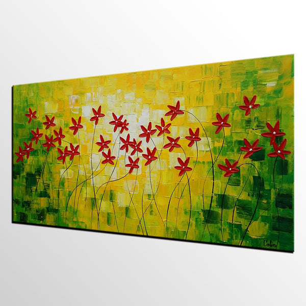 Flower Painting, Abstract Wall Art, Custom Canvas Art, Contemporary Artwork, Art on Canvas 269-artworkcanvas