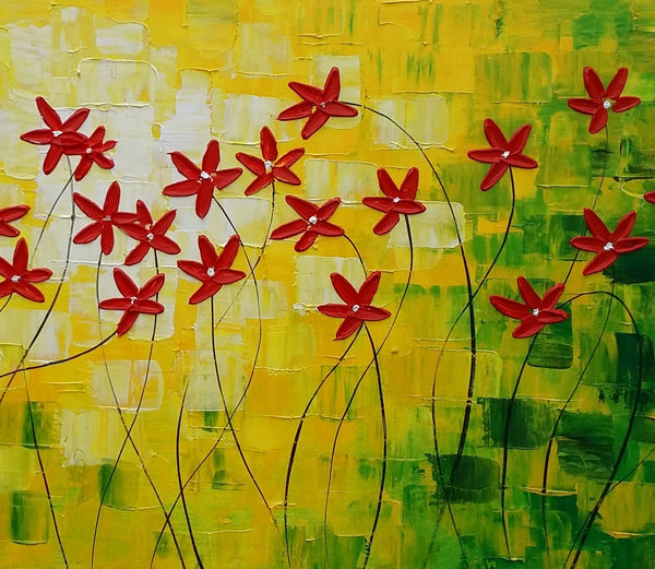 Flower Painting, Abstract Wall Art, Custom Canvas Art, Contemporary Artwork, Art on Canvas 269-artworkcanvas