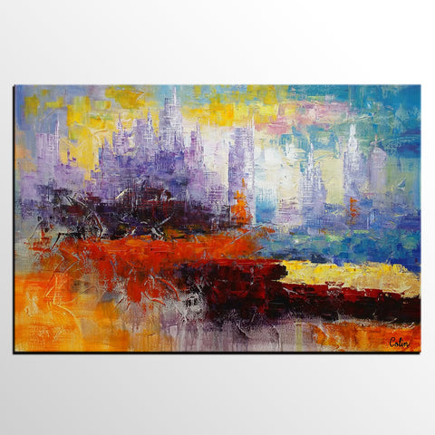 Cityscape Painting, Original Painting, Abstract Wall Art, Large Art, Canvas Art, Wall Art, Original Artwork, Canvas Painting 283-artworkcanvas
