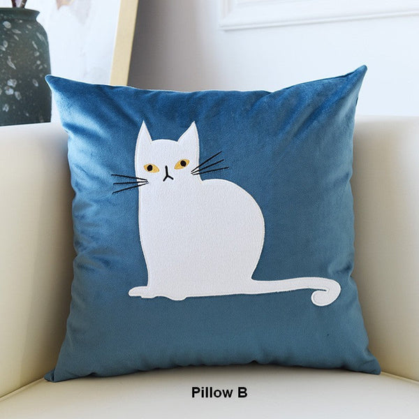 Decorative Throw Pillows, Lovely Cat Pillow Covers for Kid's Room, Modern Sofa Decorative Pillows, Cat Decorative Throw Pillows for Couch-artworkcanvas