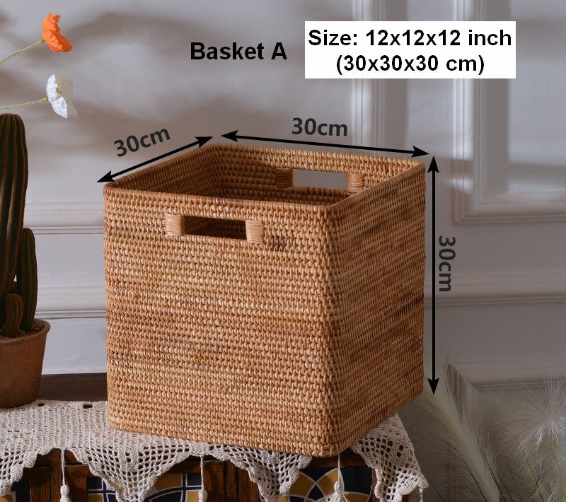 Storage Basket for Shelves, Large Rectangular Storage Basket, Storage Baskets for Kitchen, Woven Storage Basket for Living Room-artworkcanvas