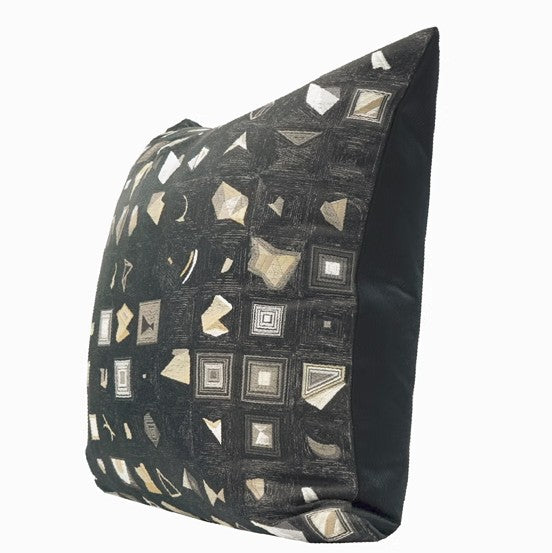 Abstract Black Decorative Throw Pillows, Geomeric Contemporary Square Modern Throw Pillows for Couch, Large Simple Throw Pillow for Interior Design-artworkcanvas