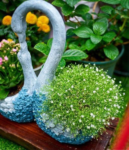 Large Mother and Baby Swans for Garden, Swan Flowerpot, Animal Statue for Garden Courtyard Ornament, Villa Outdoor Decor Gardening Ideas-artworkcanvas