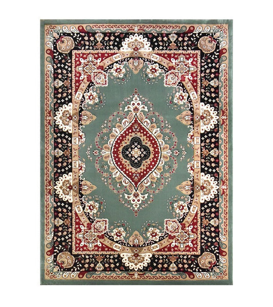 Large Oriental Floor Carpets under Dining Room Table, Luxury Thick and Soft Green Rugs for Living Room, Large Royal Flower Pattern Floor Rugs in Bedroom-artworkcanvas