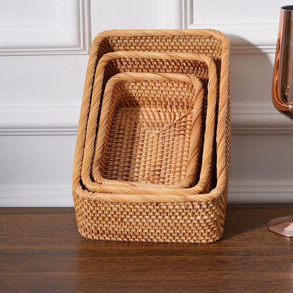 Rectangular Storage Baskets, Storage Baskets for Shelves, Woven Rattan Storage Basket, Kitchen Storage Baskets, Bathroom Storage Baskets-artworkcanvas